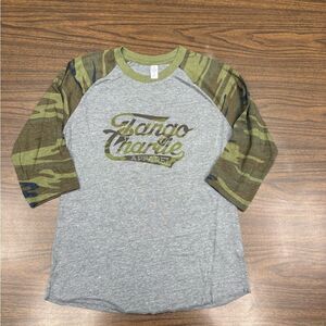 Tango Charlie Apparel Gray Shirt with Camo Sleeves